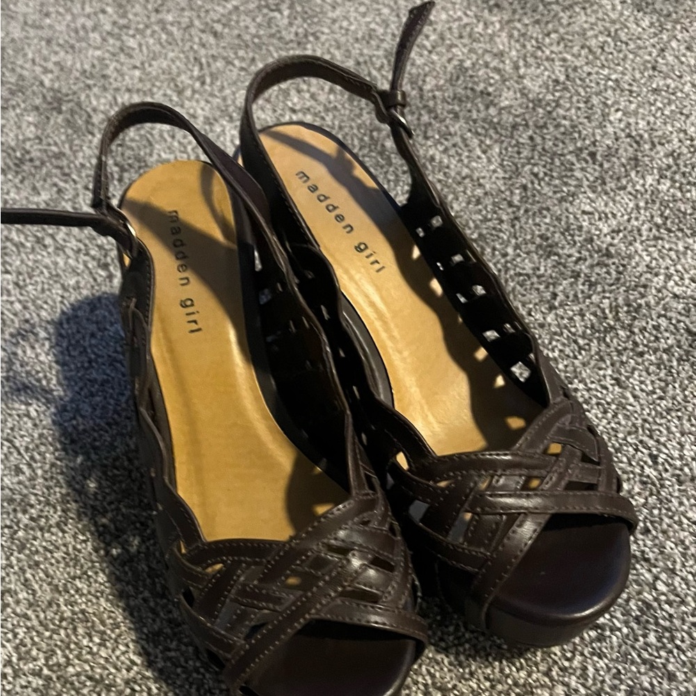 Brown wedge sandals